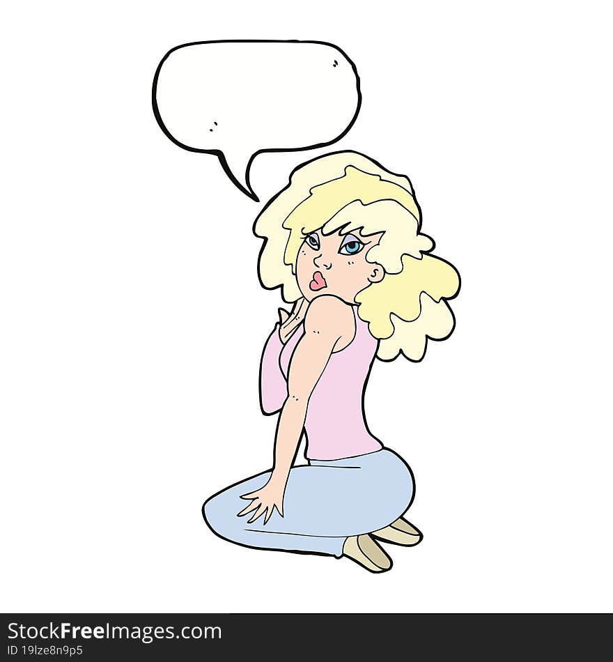 cartoon woman posing with speech bubble