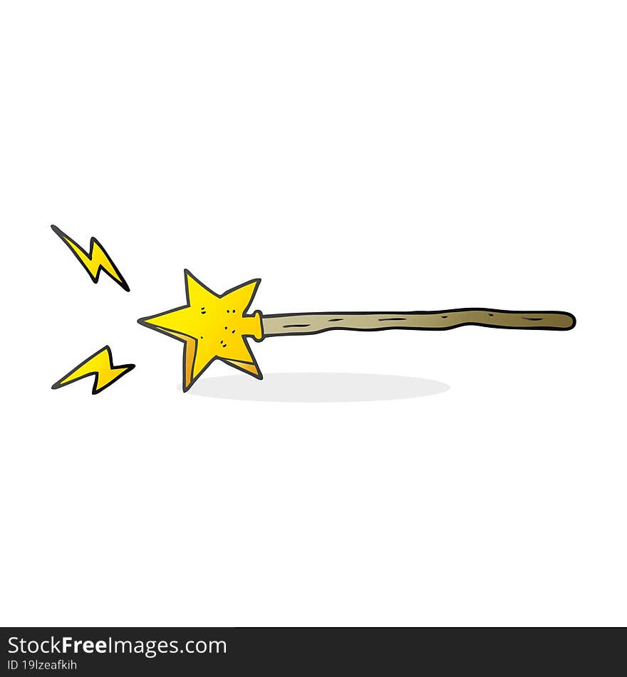 freehand drawn cartoon magic wand