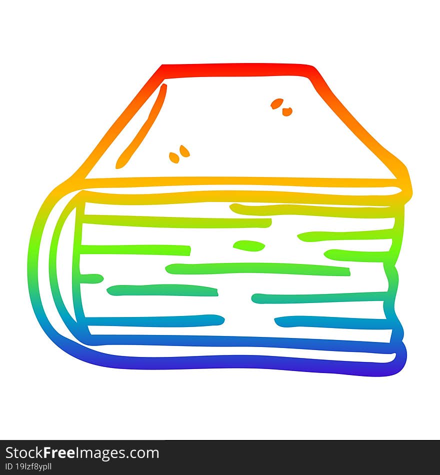 rainbow gradient line drawing cartoon old book