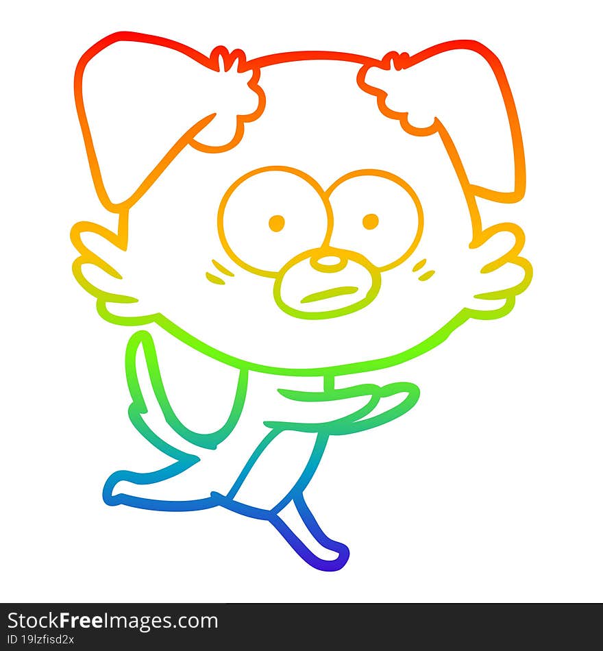 rainbow gradient line drawing of a nervous dog cartoon