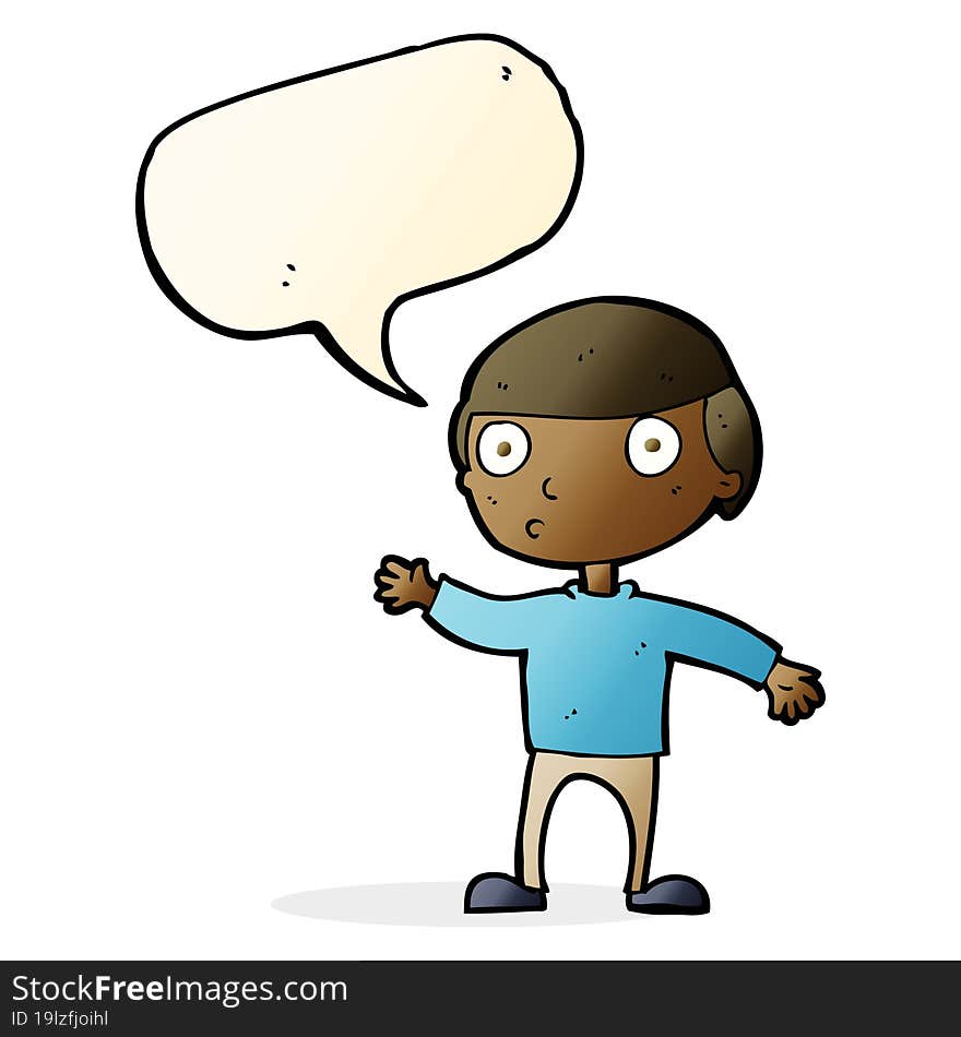 cartoon waving man with speech bubble