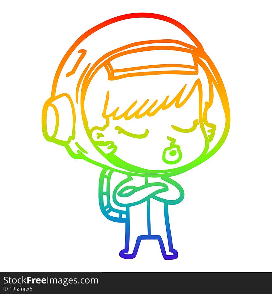 rainbow gradient line drawing cartoon pretty astronaut girl