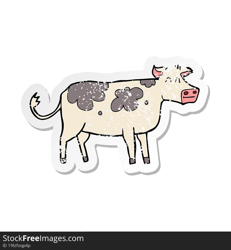 retro distressed sticker of a cartoon cow