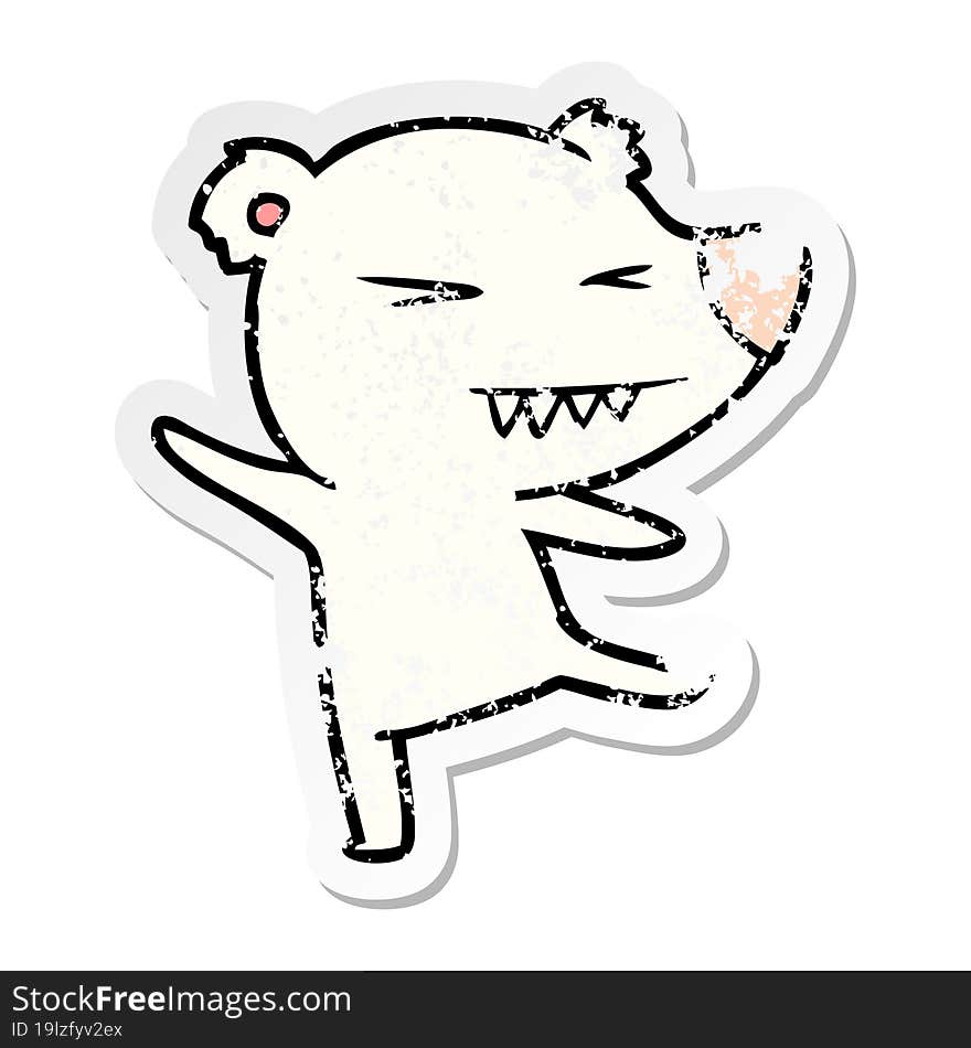 distressed sticker of a dancing polar bear cartoon