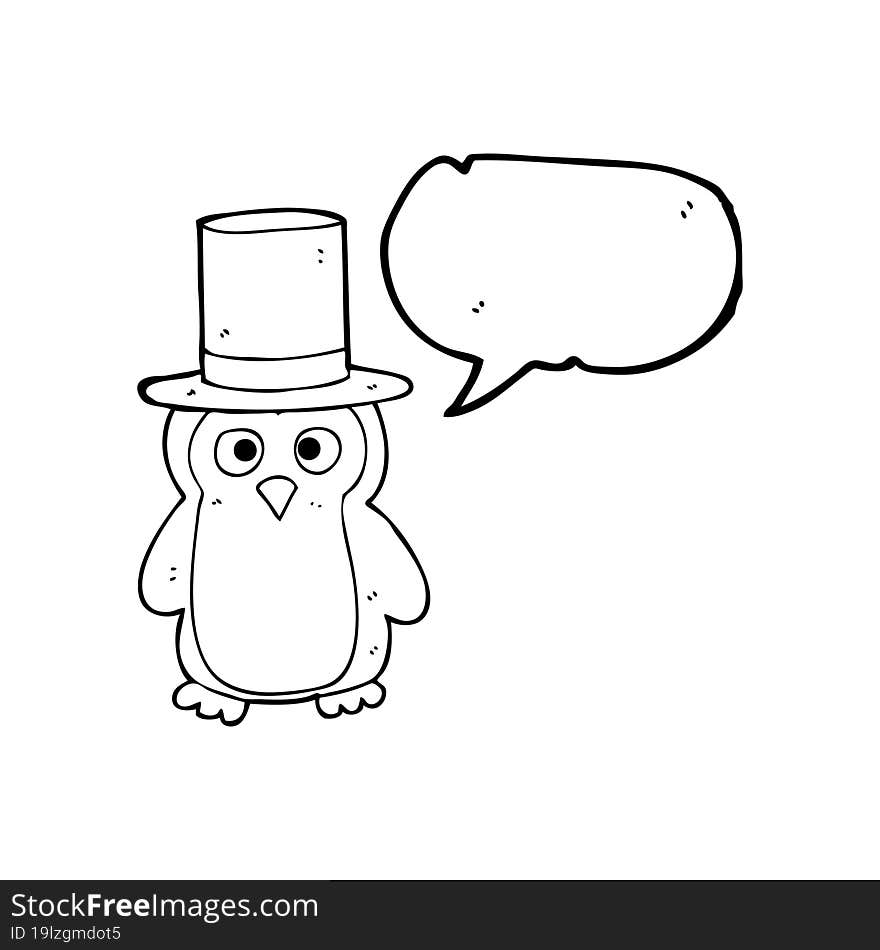 speech bubble cartoon penguin wearing hat