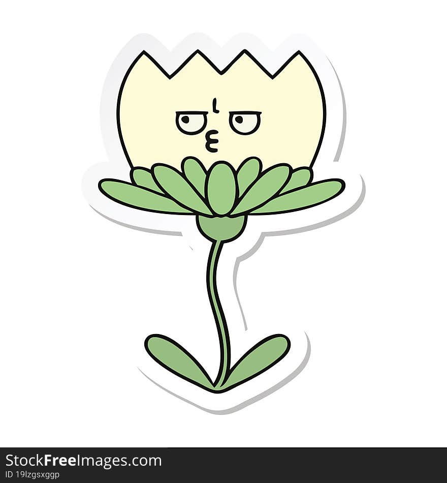 Sticker Of A Cute Cartoon Flower