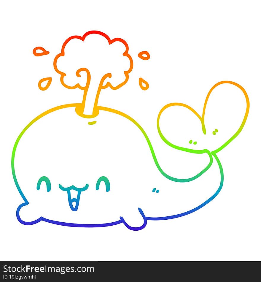 rainbow gradient line drawing cartoon whale