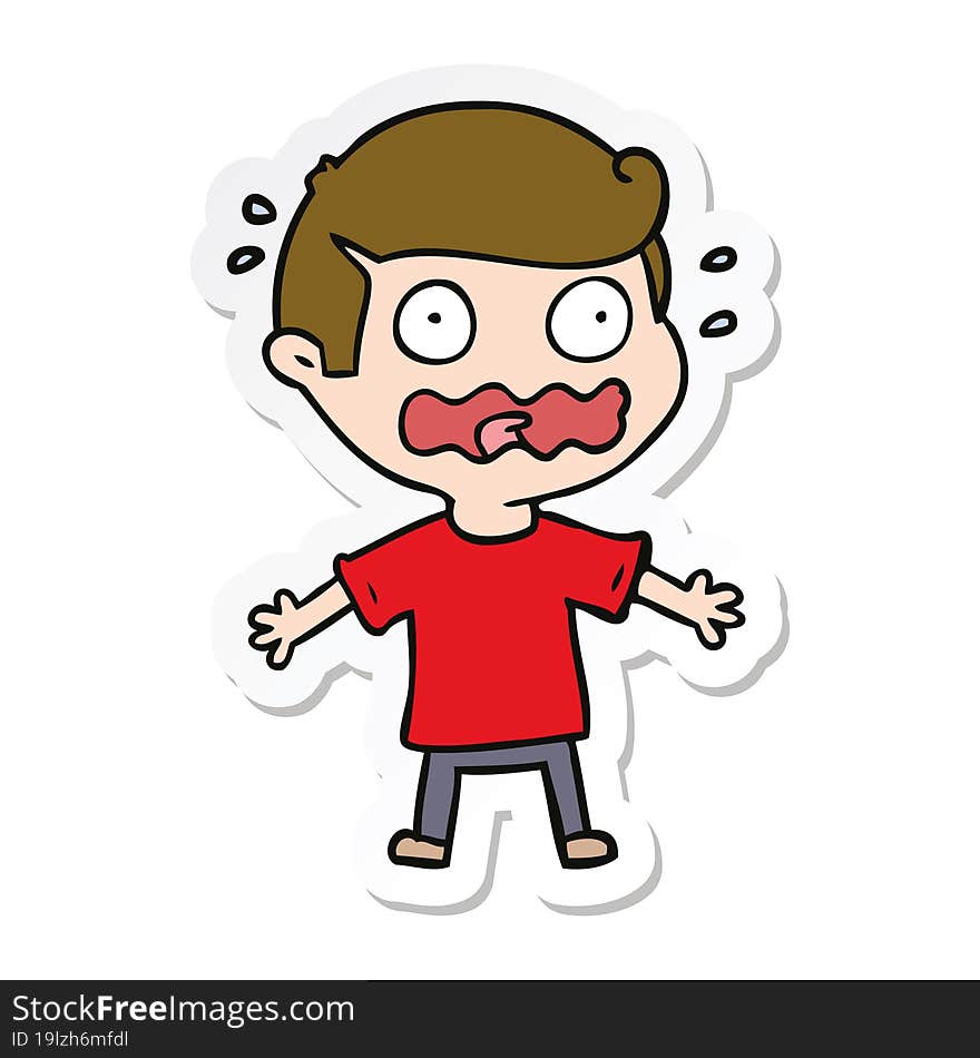 sticker of a cartoon man totally stressed out