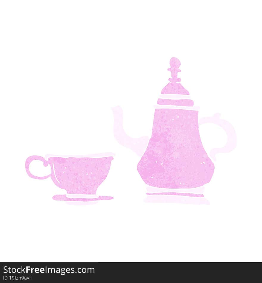 cartoon coffee pot and cup