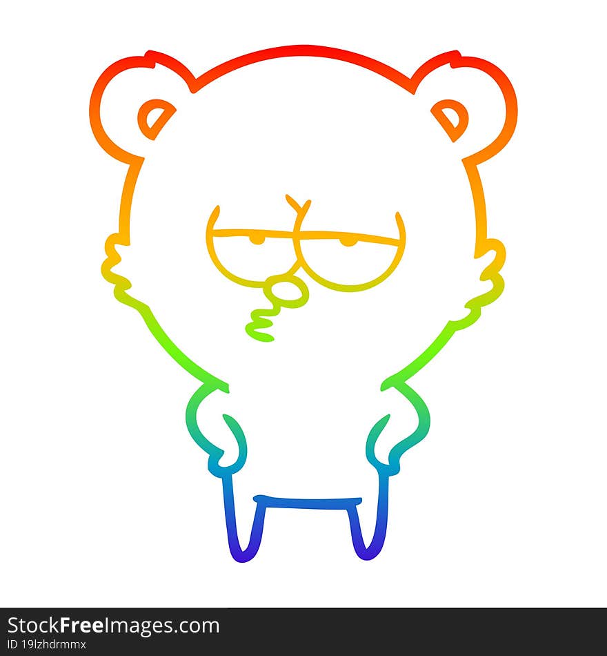 rainbow gradient line drawing bored bear cartoon