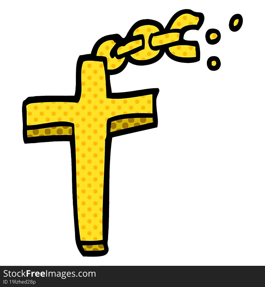 cartoon doodle crucifix on chain