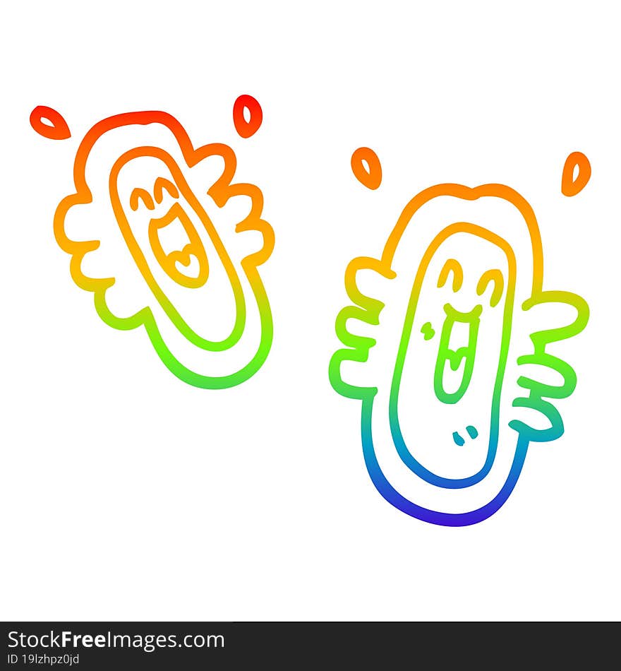 rainbow gradient line drawing cartoon happy germs