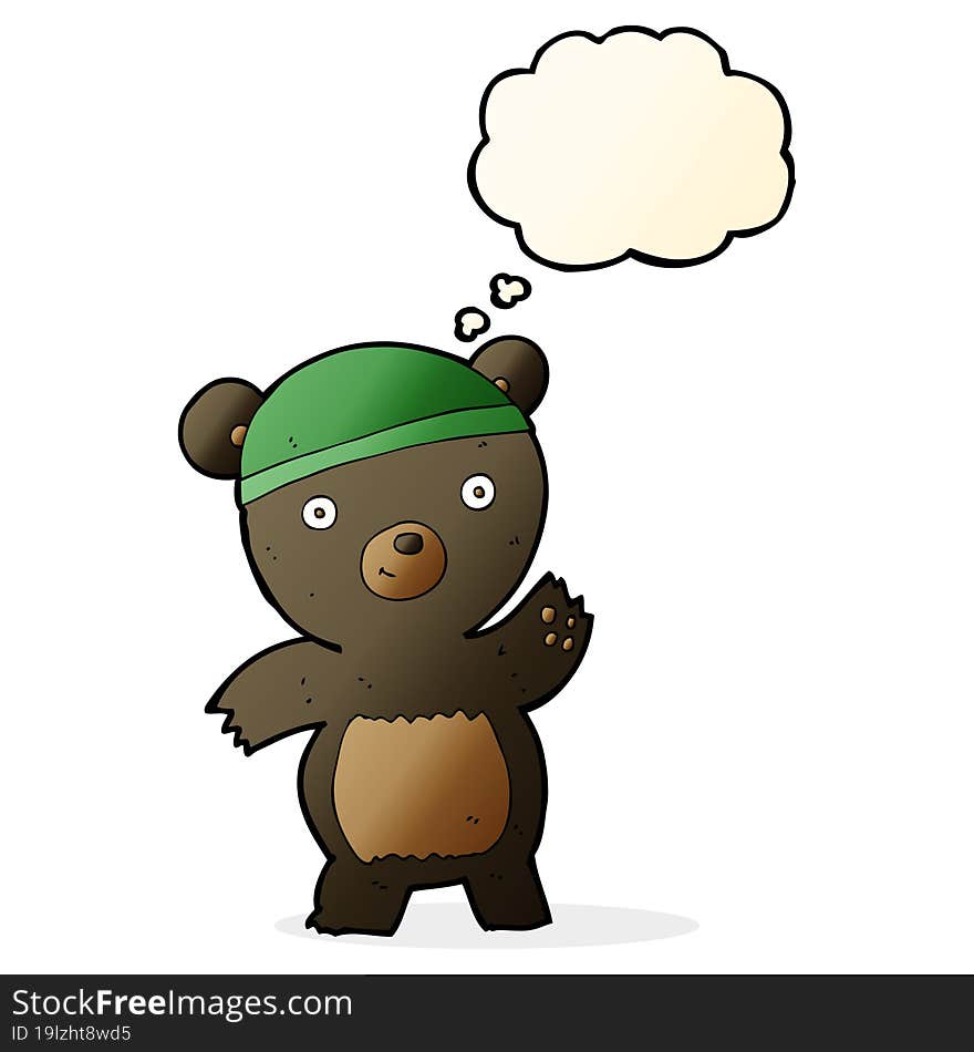 cute cartoon black bear with thought bubble