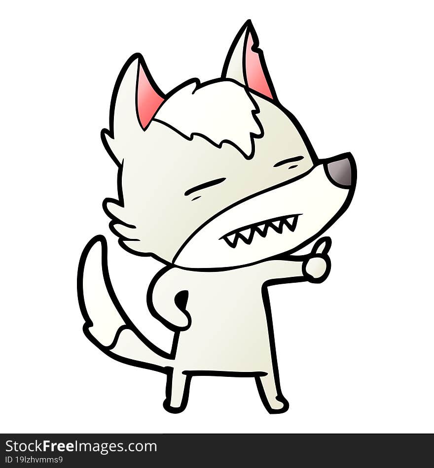 cartoon wolf showing teeth. cartoon wolf showing teeth