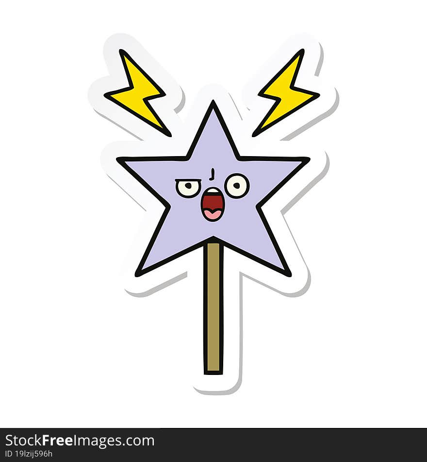 Sticker Of A Cute Cartoon Magic Wand