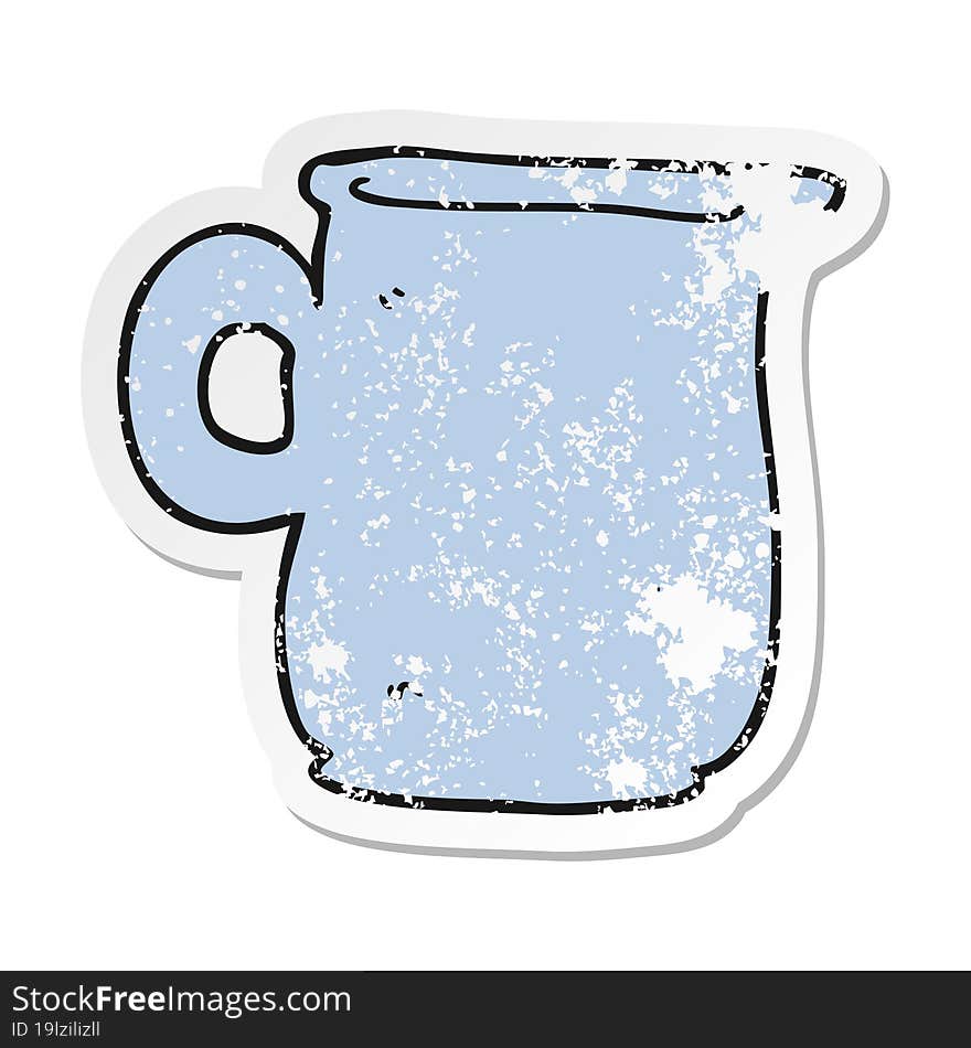 retro distressed sticker of a cartoon milk jug