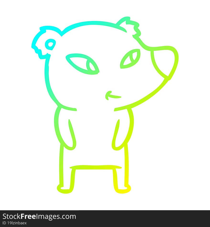 cold gradient line drawing cute cartoon bear