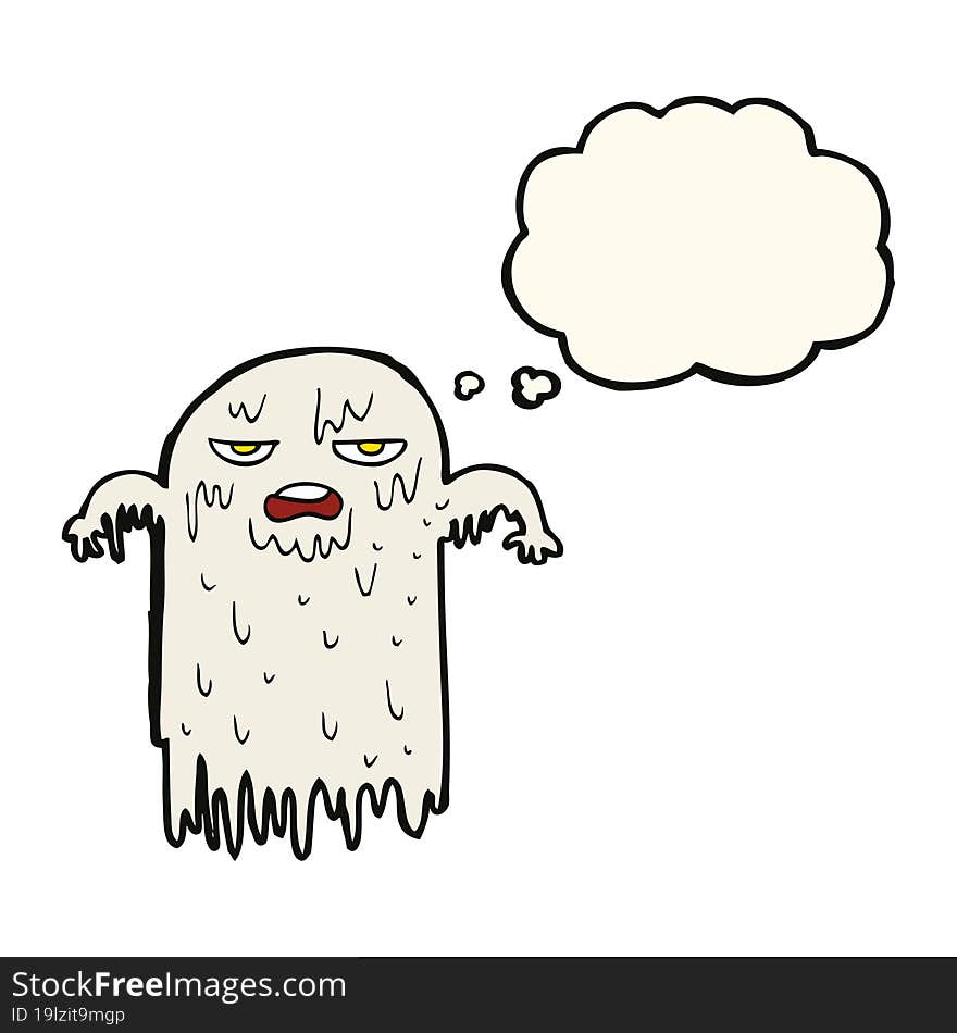 Cartoon Slimy Ghost With Thought Bubble