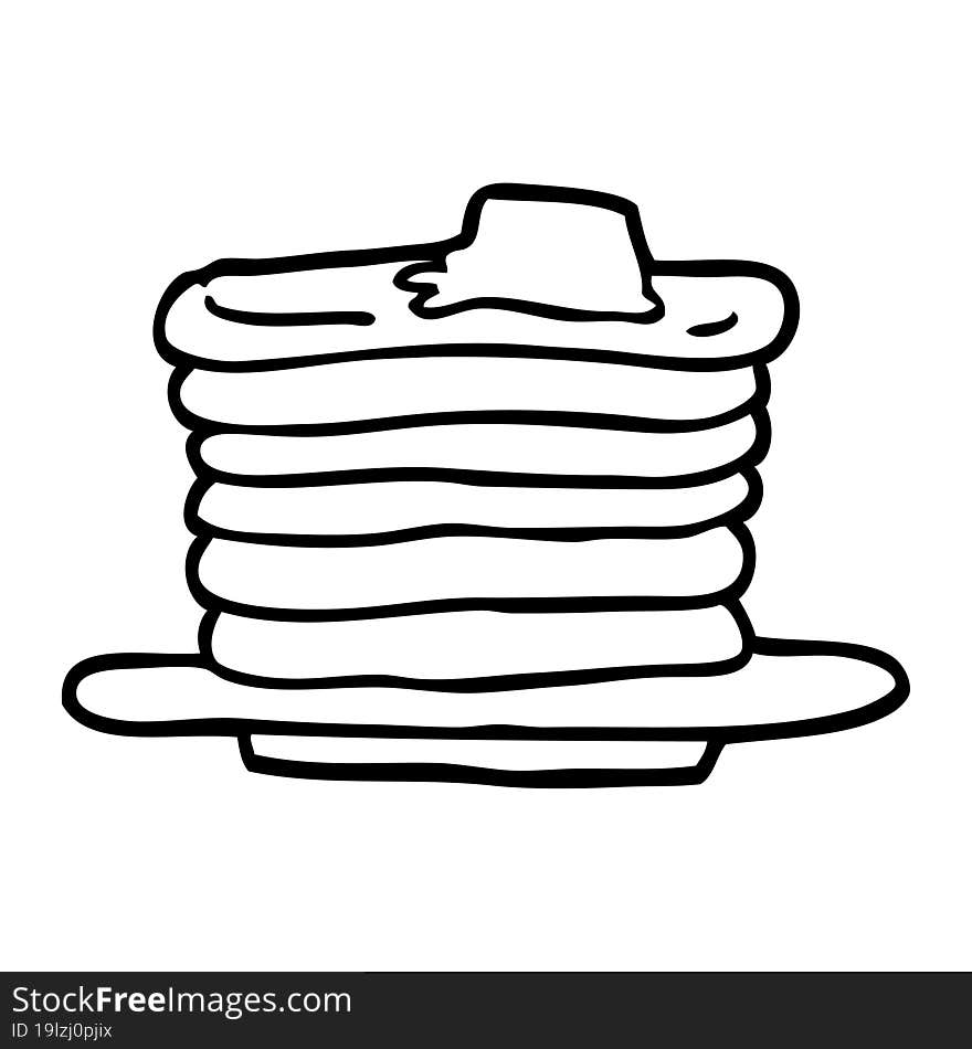 line drawing cartoon stack of pancakes