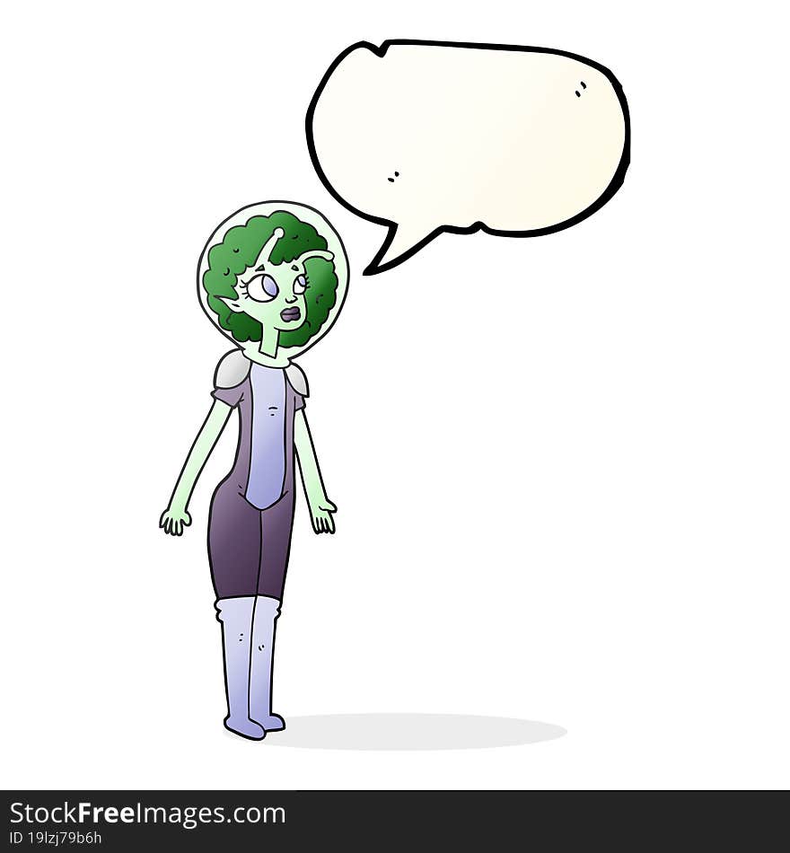 speech bubble cartoon alien space girl