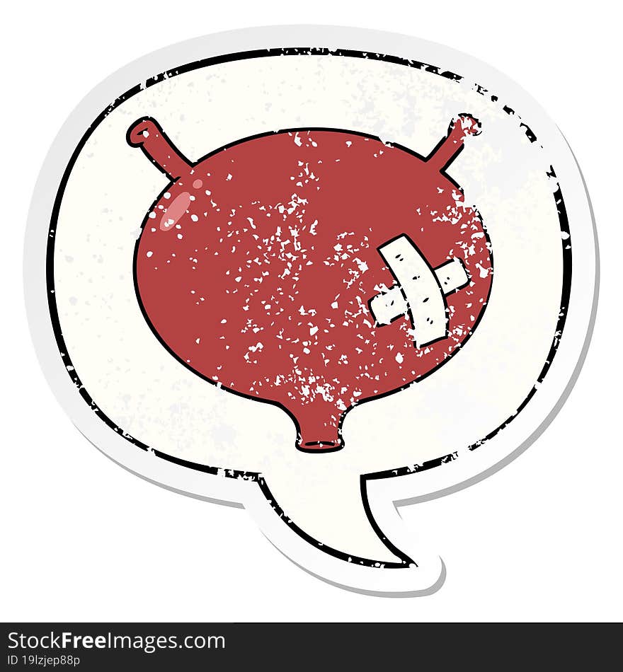 Cartoon Bladder And Speech Bubble Distressed Sticker