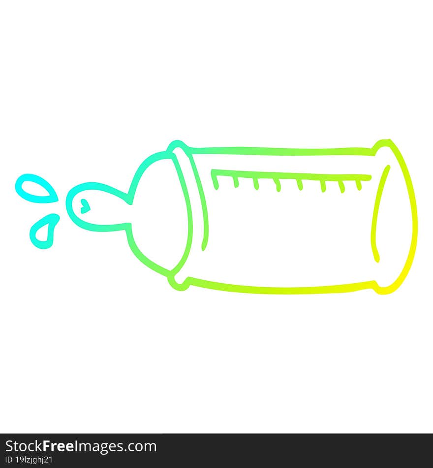 cold gradient line drawing cartoon baby bottle