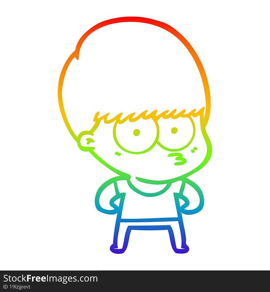 rainbow gradient line drawing curious cartoon boy