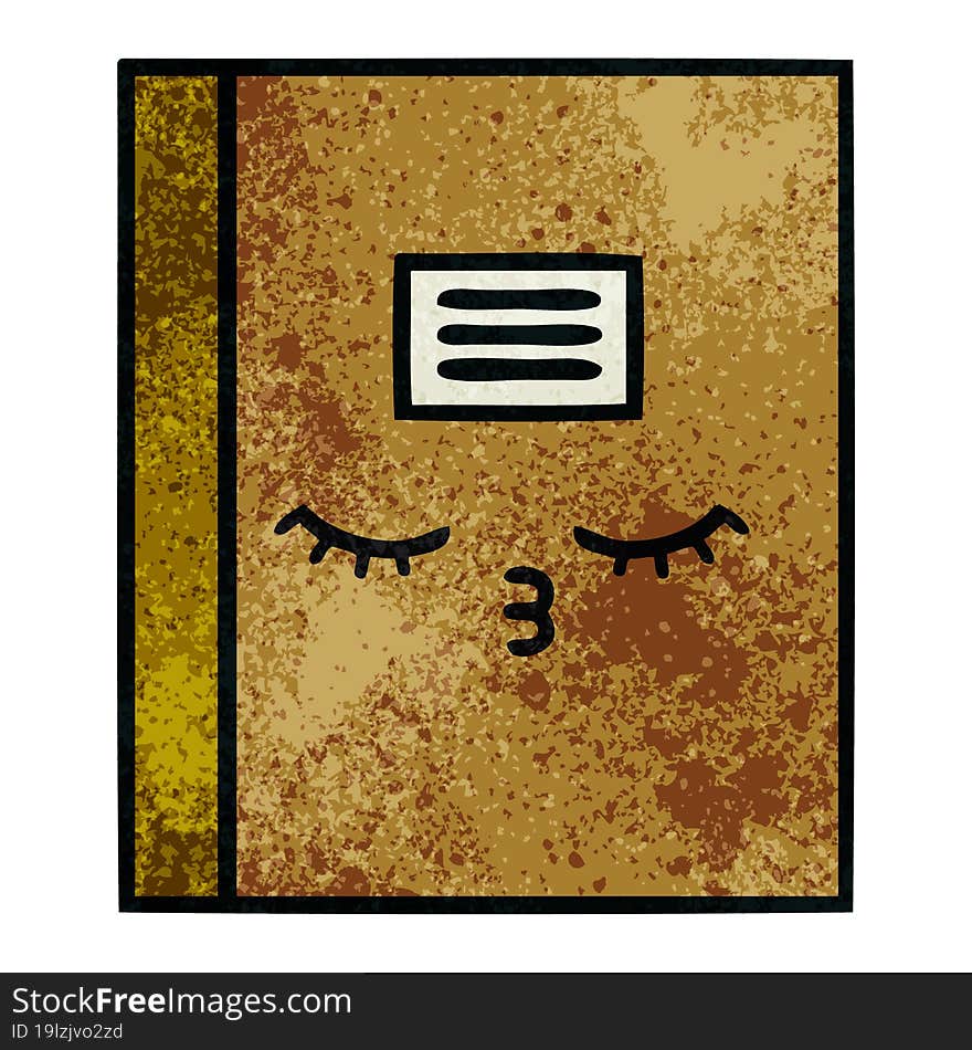 retro grunge texture cartoon of a notebook