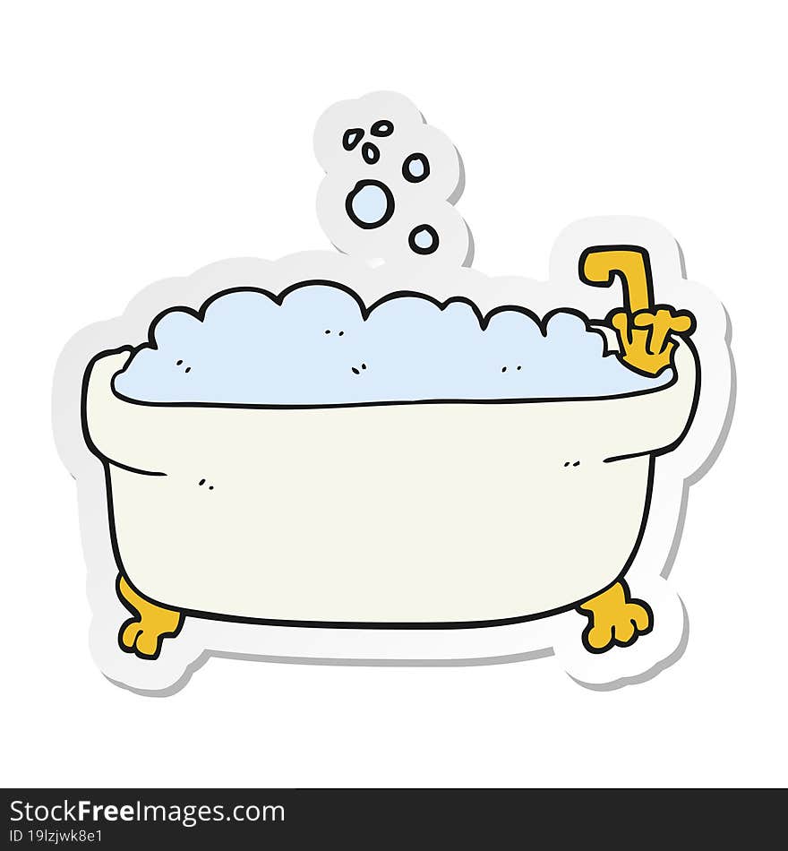 sticker of a cartoon bathtub