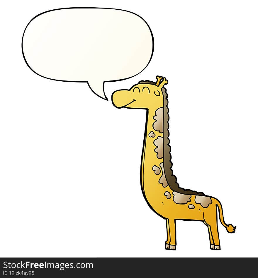 Cartoon Giraffe And Speech Bubble In Smooth Gradient Style