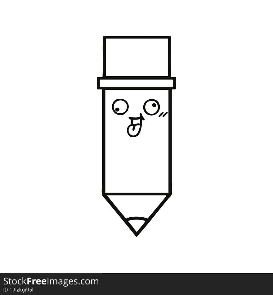 line drawing cartoon of a pencil. line drawing cartoon of a pencil