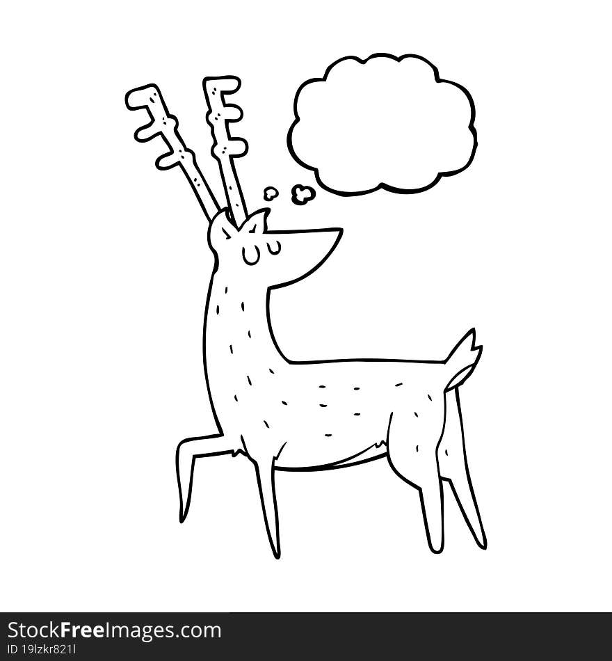 freehand drawn thought bubble cartoon stag