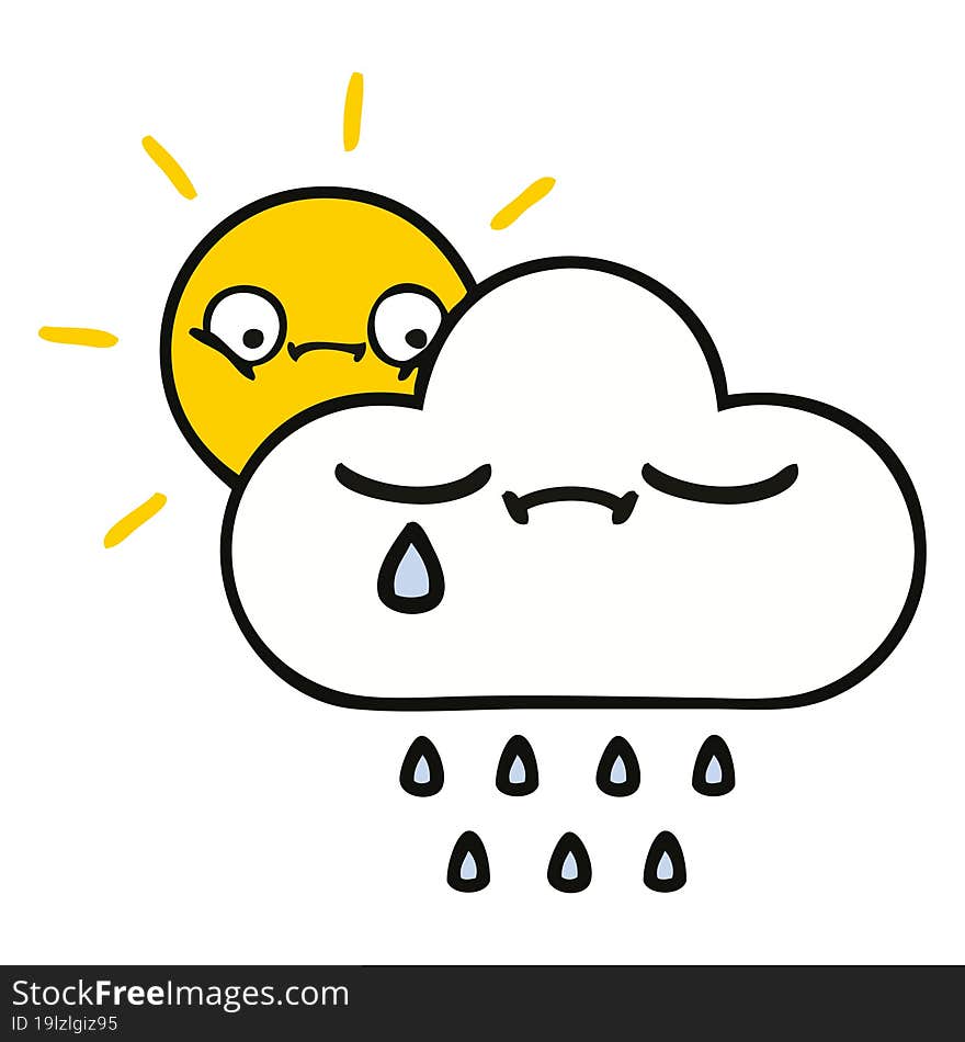 cute cartoon sunshine and rain cloud