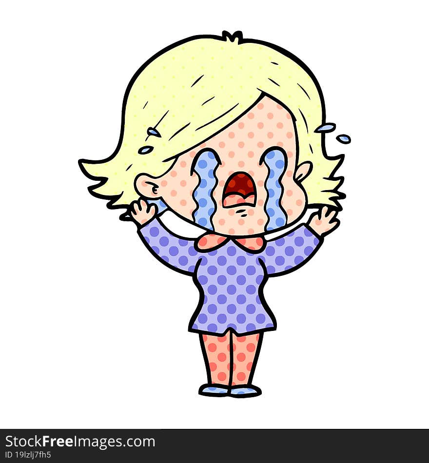 cartoon woman crying. cartoon woman crying