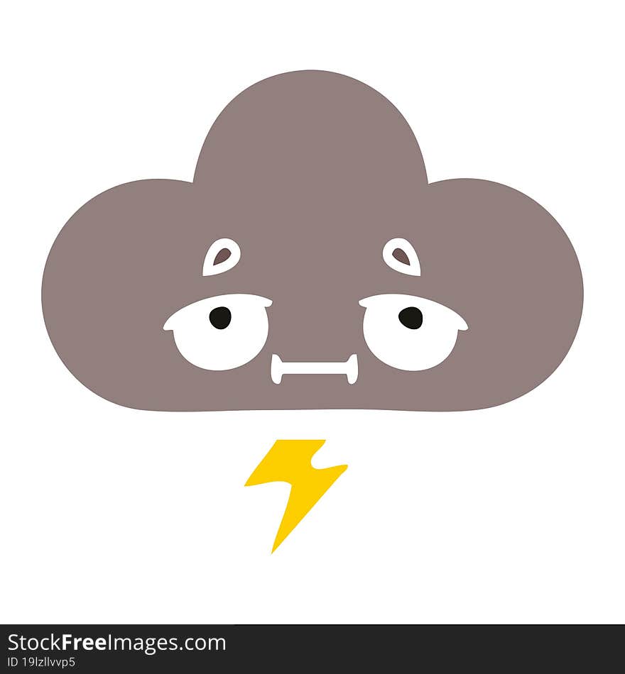 Flat Color Retro Cartoon Storm Cloud