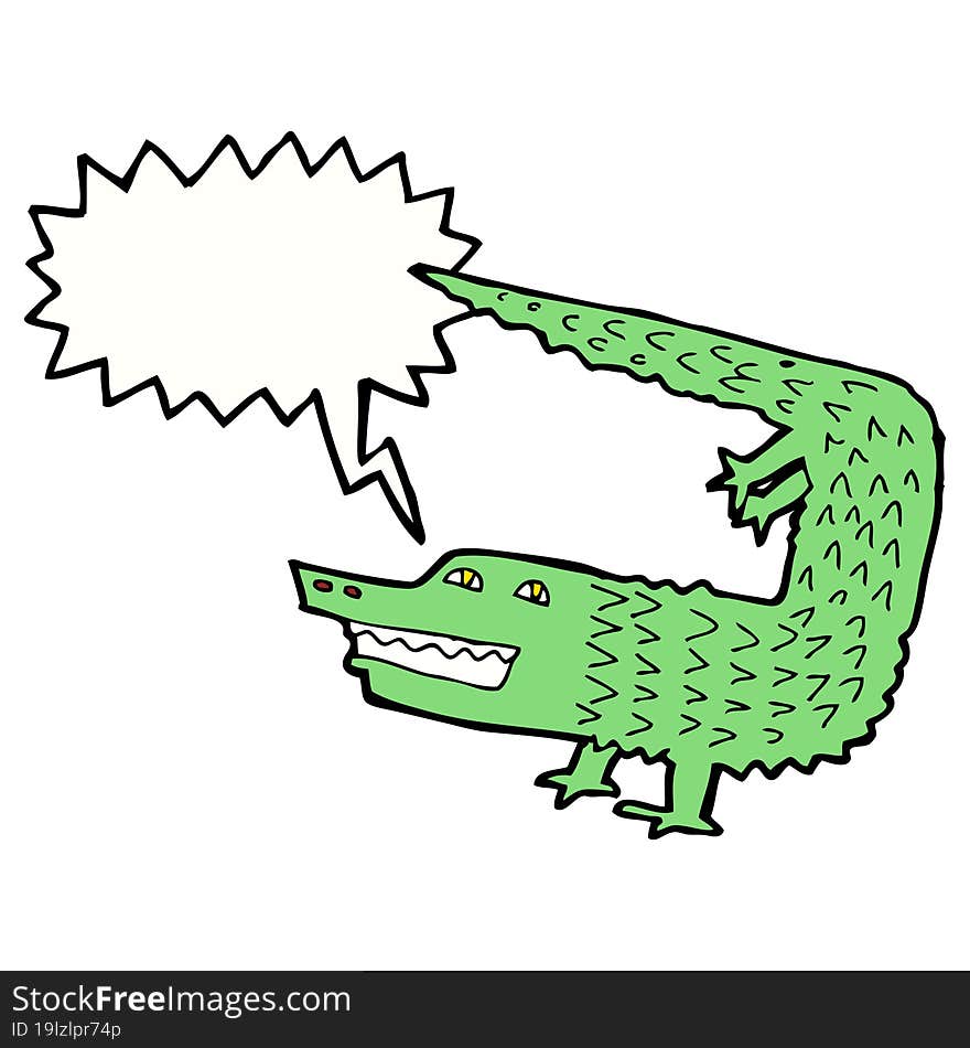 cartoon crocodile with speech bubble