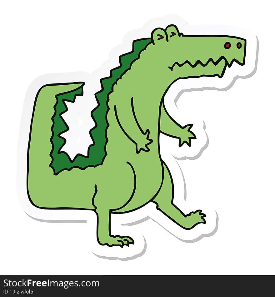 sticker of a quirky hand drawn cartoon crocodile