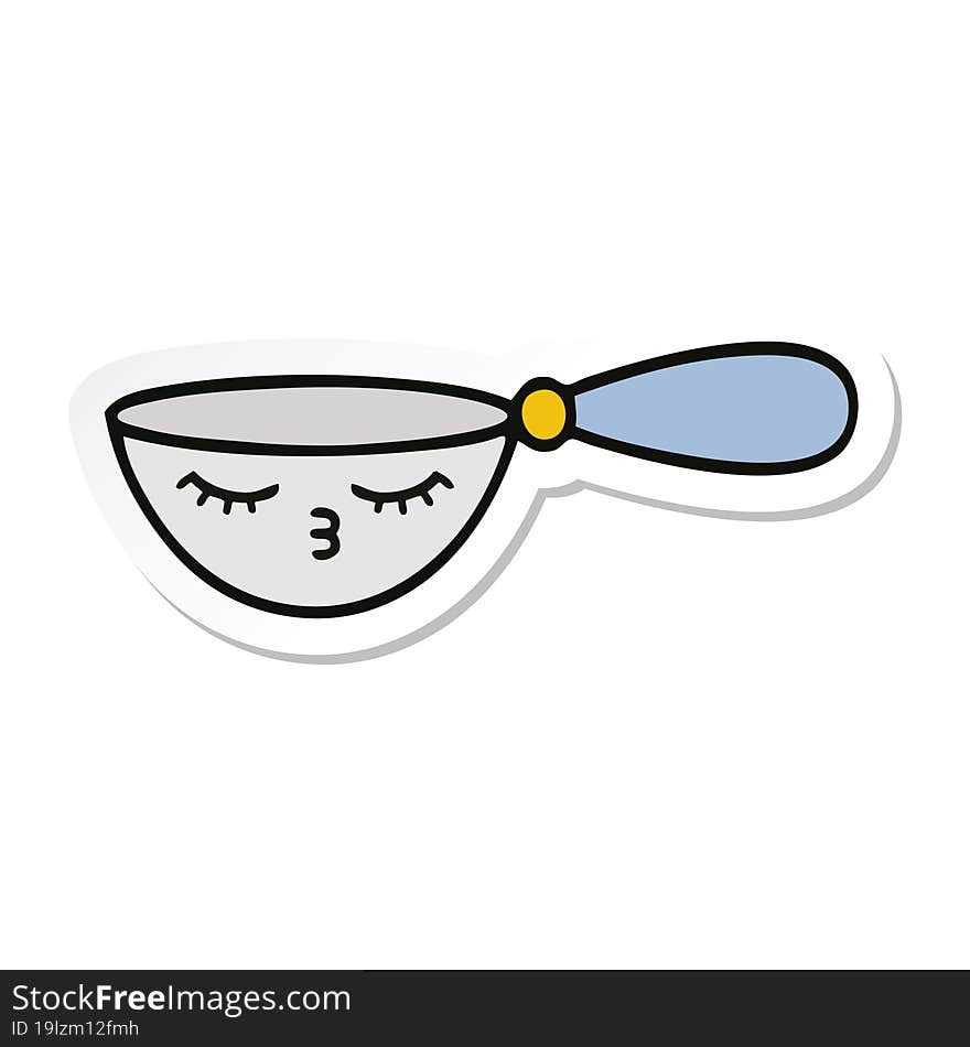 sticker of a cute cartoon measuring spoon