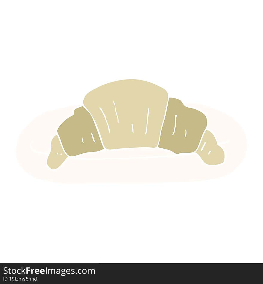 flat color illustration of a cartoon croissant