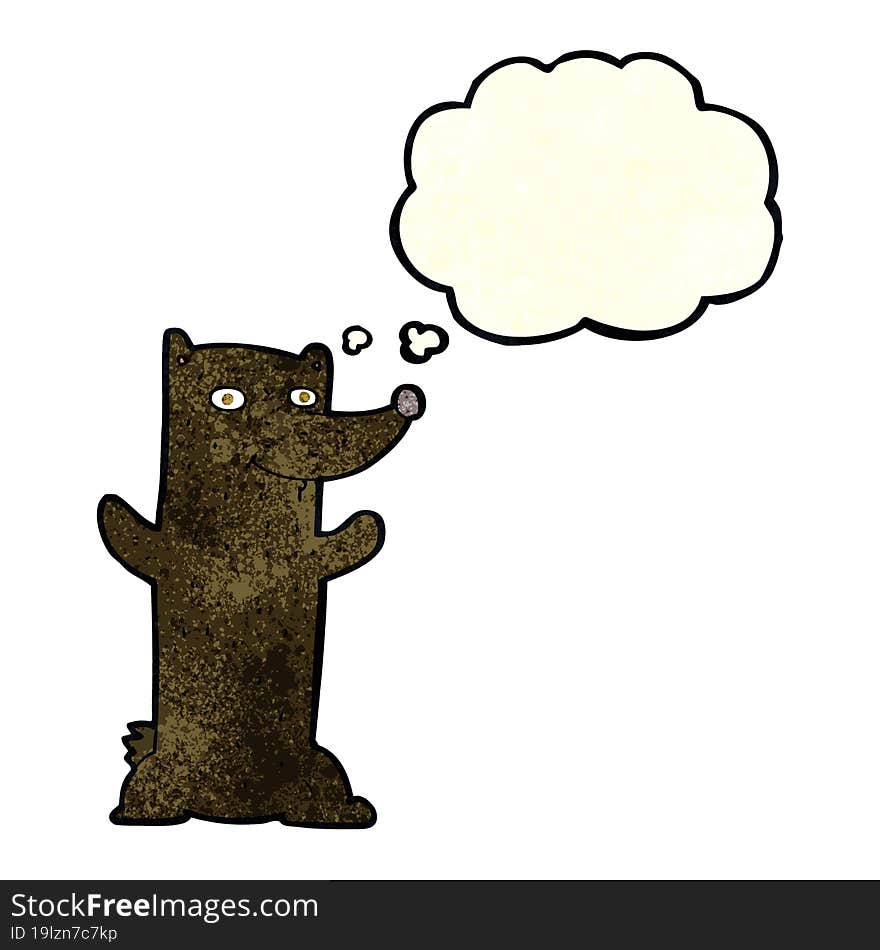 cartoon black bear with thought bubble