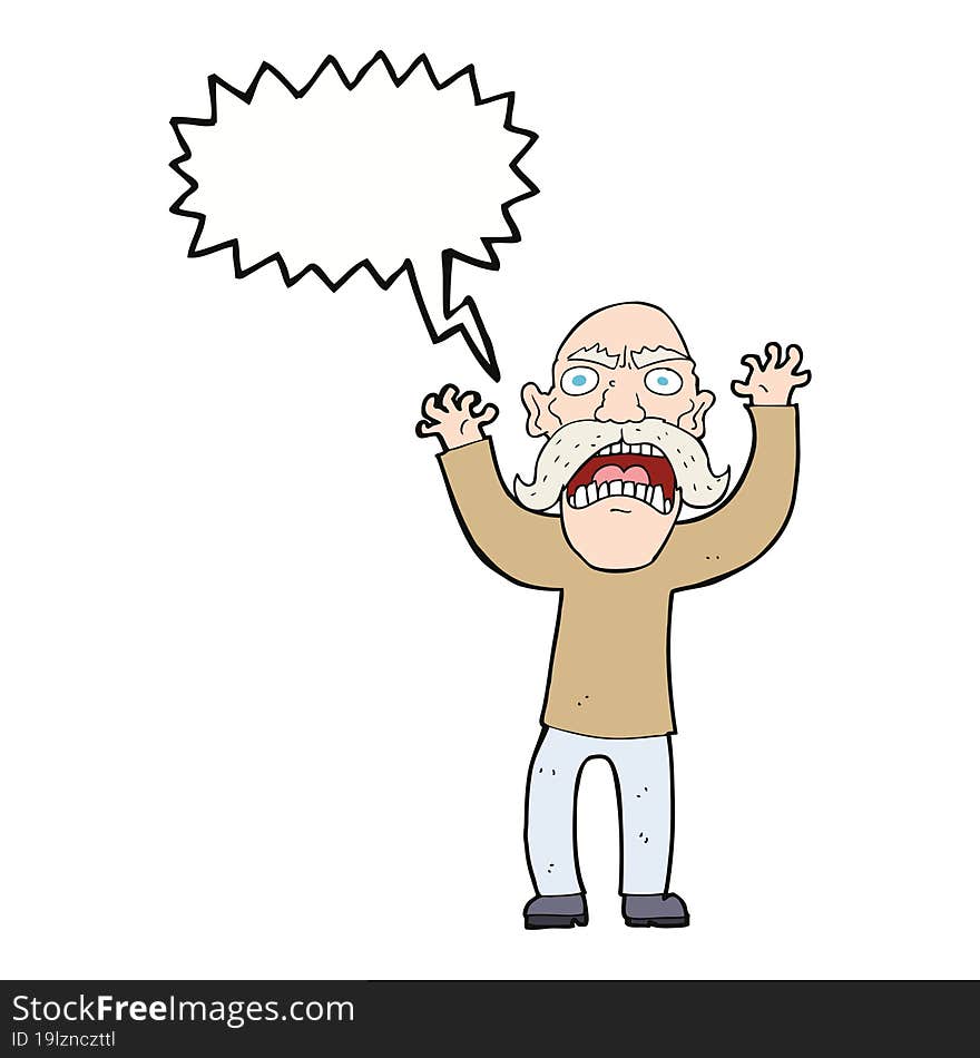 Cartoon Angry Old Man With Speech Bubble