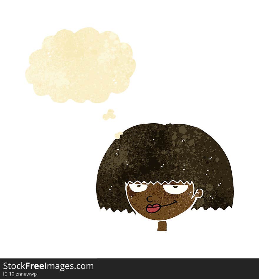 Cartoon Mean Female Face With Thought Bubble