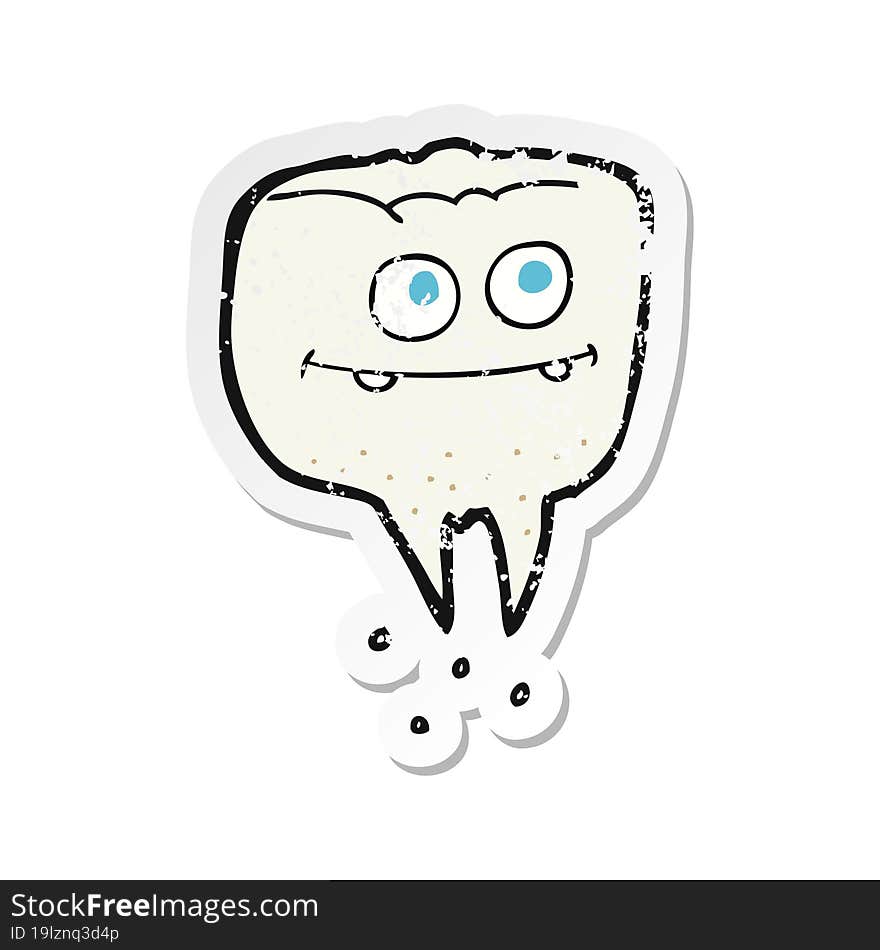 retro distressed sticker of a cartoon tooth