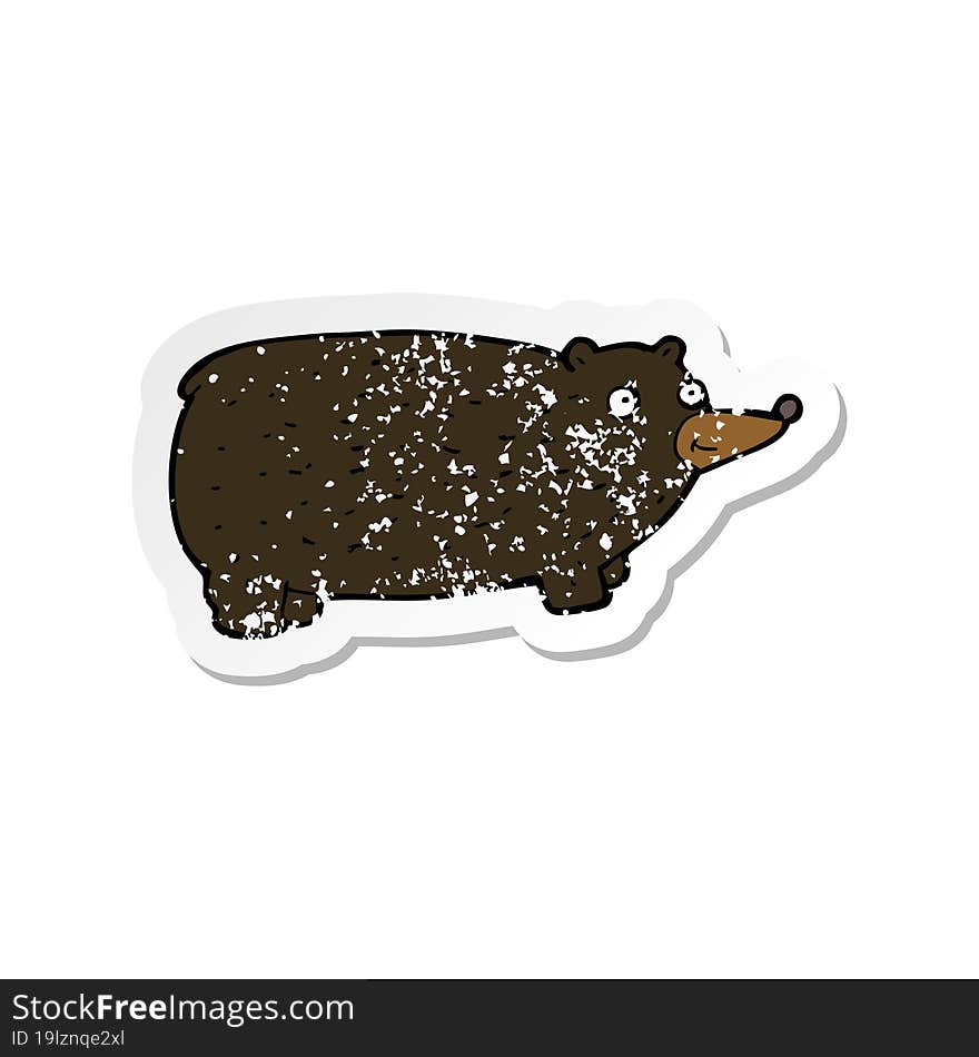 Retro Distressed Sticker Of A Funny Cartoon Bear