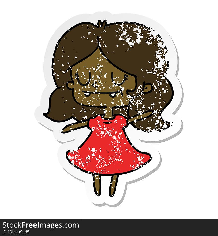 Distressed Sticker Cartoon Of Cute Kawaii Girl