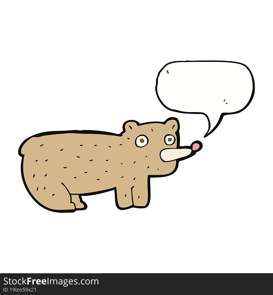 funny cartoon bear with speech bubble