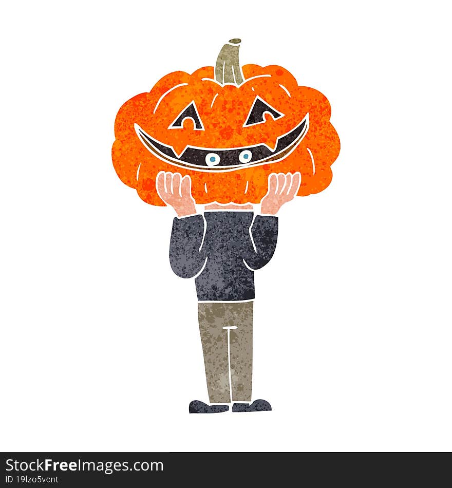 Retro Cartoon Pumpkin Head Halloween Costume