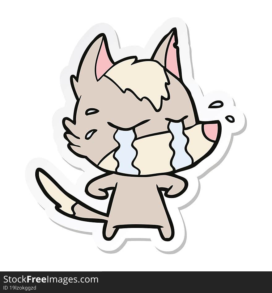 Sticker Of A Cartoon Crying Wolf