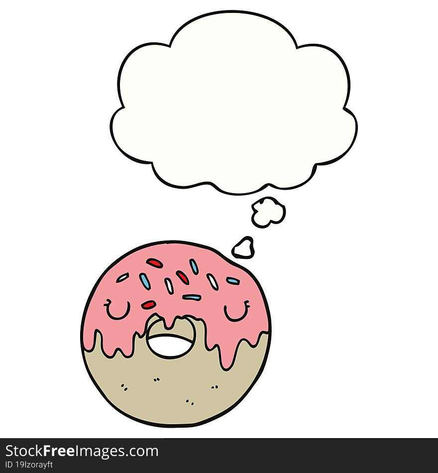 Cartoon Donut And Thought Bubble