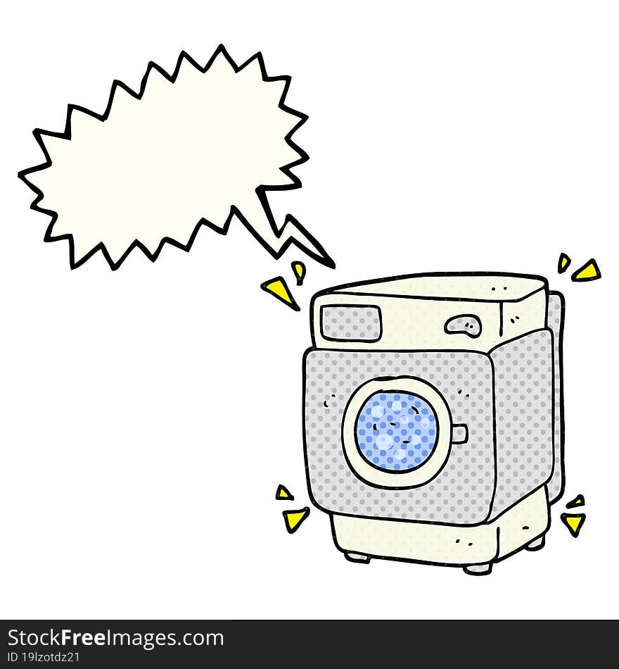 Comic Book Speech Bubble Cartoon Rumbling Washing Machine